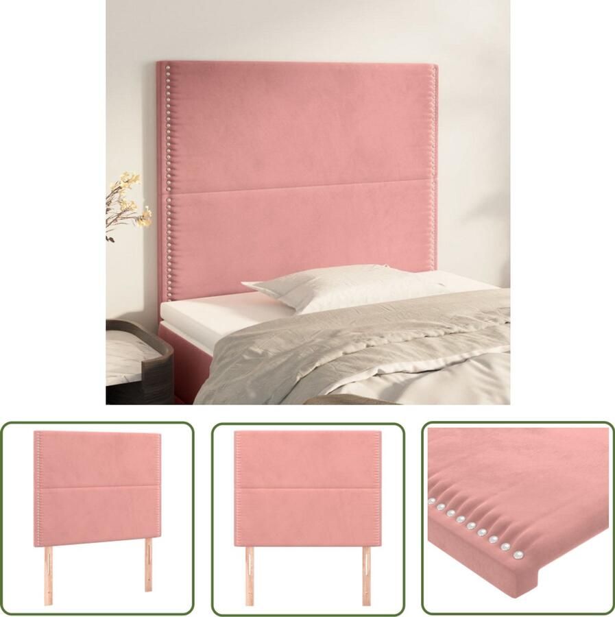 VidaXL Hoofdborden 2 stuks Fluweel Roze 100x78 cm Hoofd Bord Beddecoratie Hoofdeinde Velvet Roze Luxe