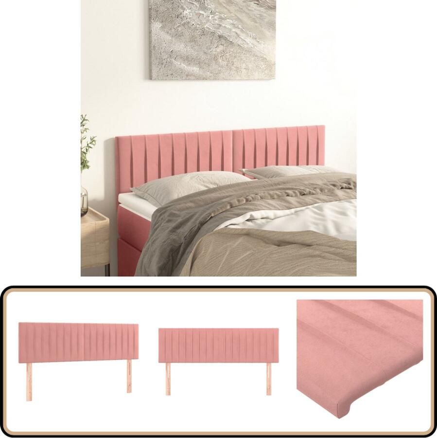 VidaXL Hoofdborden 2 stuks Fluweel Roze 72x5x78 88 cm Hoofd Bord Hoofdeinde Beddengoed Slaap Accessoires Velvet