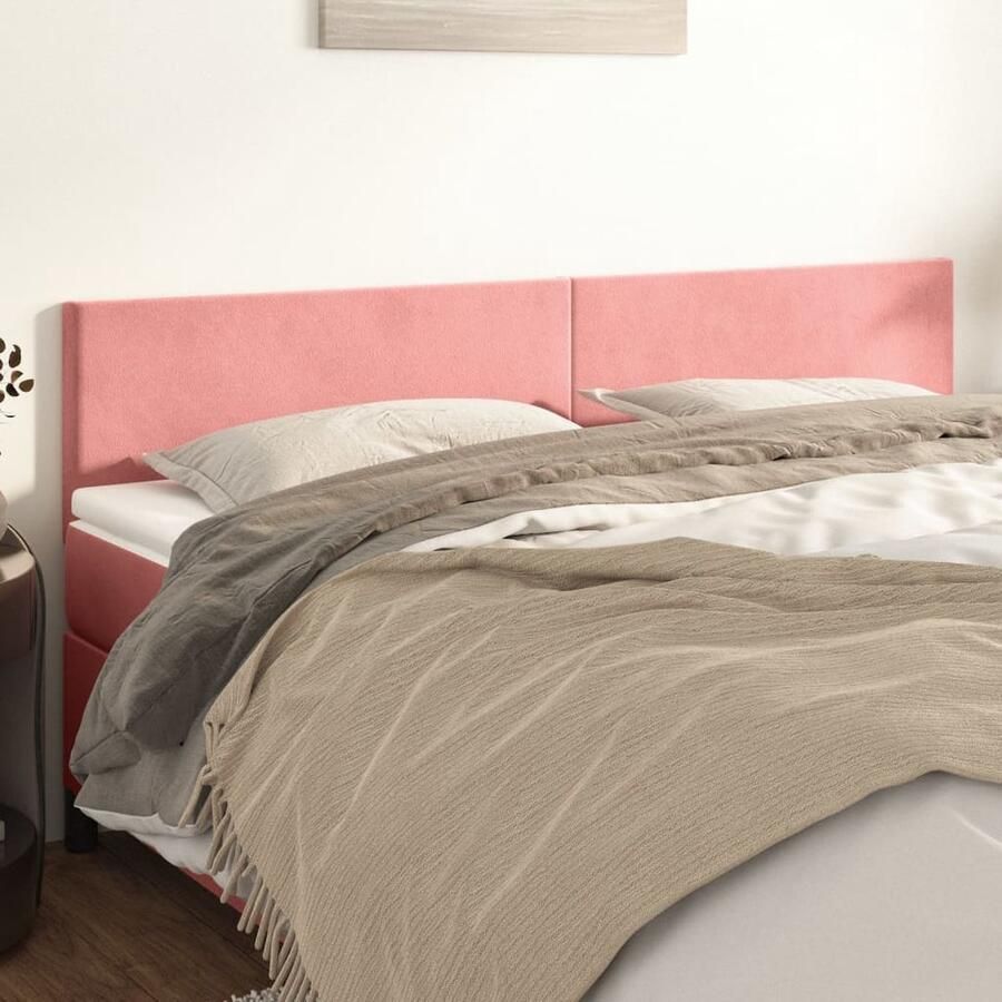 VidaXL Hoofdborden 2 stuks Fluweel Roze 80x5x78 88 cm Hoofdboard Hoofdkussen Velvet Roze Tweepersoonsbed Bedroom Decor Slaapkamerstijl - Foto 2