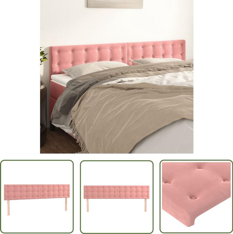 VidaXL Hoofdborden 2 stuks Fluweel Roze 90x5x78 88 cm Hoofd Bord Hoofdkussen Bedkleden Slaap Accessoires Velvet Roze