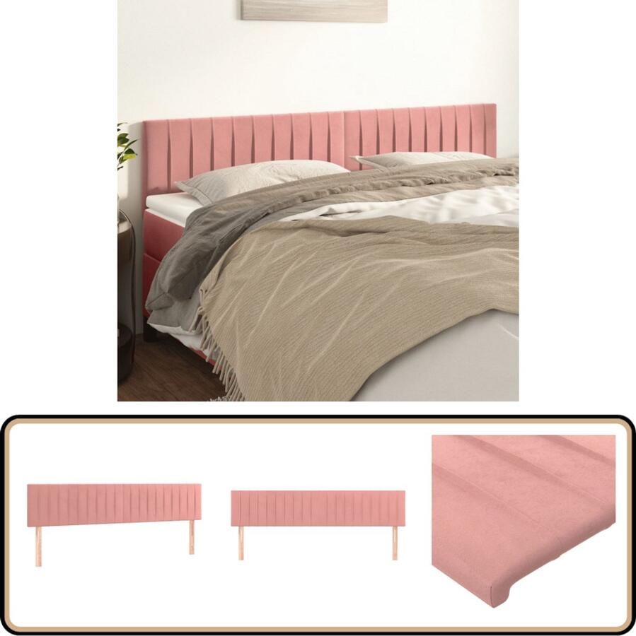 VidaXL Hoofdborden 2 stuks Fluweel Roze Hoofd Bord Hoofdeinde Velvet Roze Tweepersoonsbed