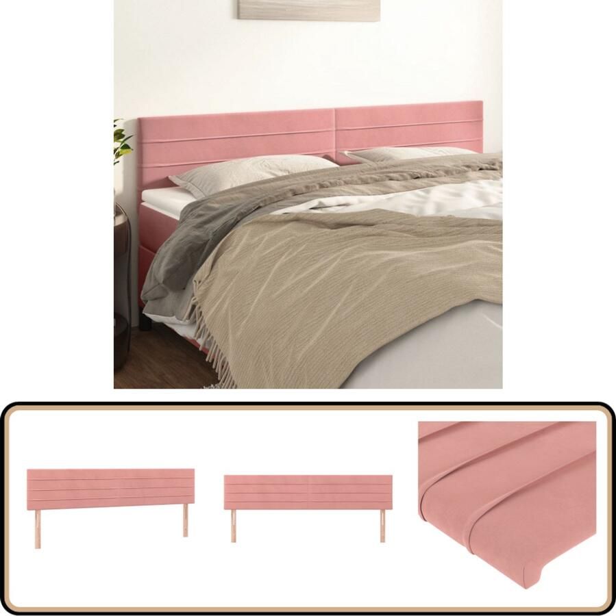 VidaXL Hoofdborden 2 stuks Fluweel Roze Hoofd Bord Slaap Kamer Accessoires Hoofdkussen Velvet Roze Kleur Bed Decoratie
