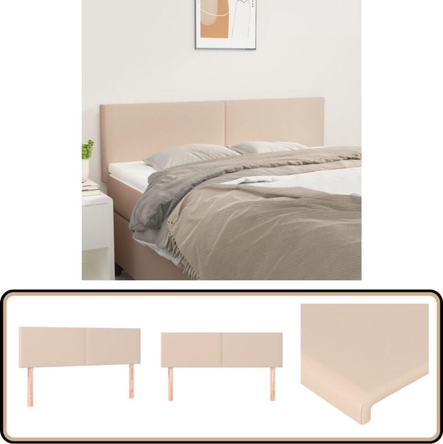 VidaXL Hoofdborden 2 stuks Kunstleer Cappuccino Hoofd Bord Hoofdeinde Kapstok Bedroom Decor Slaapkamersdecoratie Bruine Meubels Lederlook