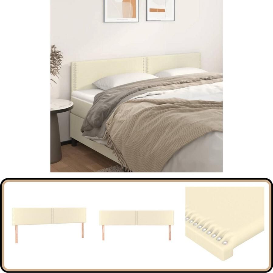 VidaXL Hoofdborden 2 stuks Kunstleer Crèmekleurig Hoofd Bord Beddecoratie Hoofdkussen Lederlook Crème Kleur Vintage Style Modern Interieur