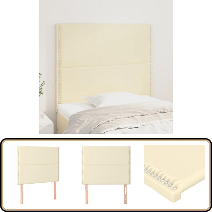 VidaXL Hoofdborden 2 stuks Kunstleer crèmekleurig Hoofd Bord Hoofdkussen Beddecoratie Lederlook Crème Kleur