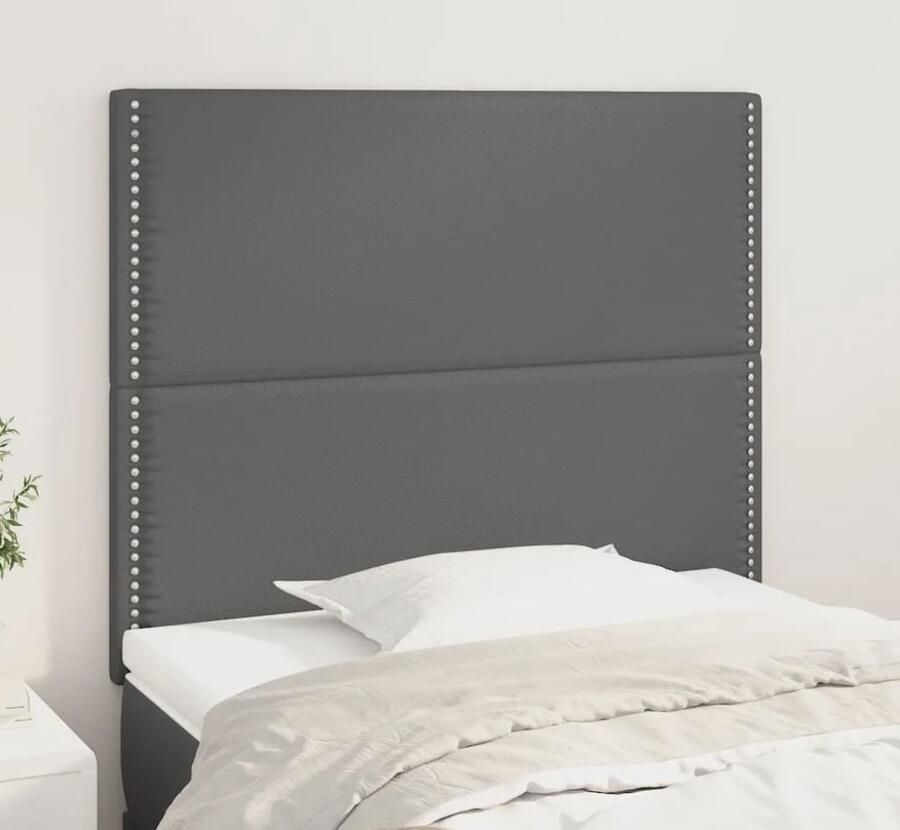 VidaXL Hoofdborden 2 stuks Kunstleer Grijs Hoofd Bord Hoofdkussen Beddecoratie Slaap Accessoires Kunstleder Grijze Meubels Comfortabel Bed Leeshoek - Foto 2