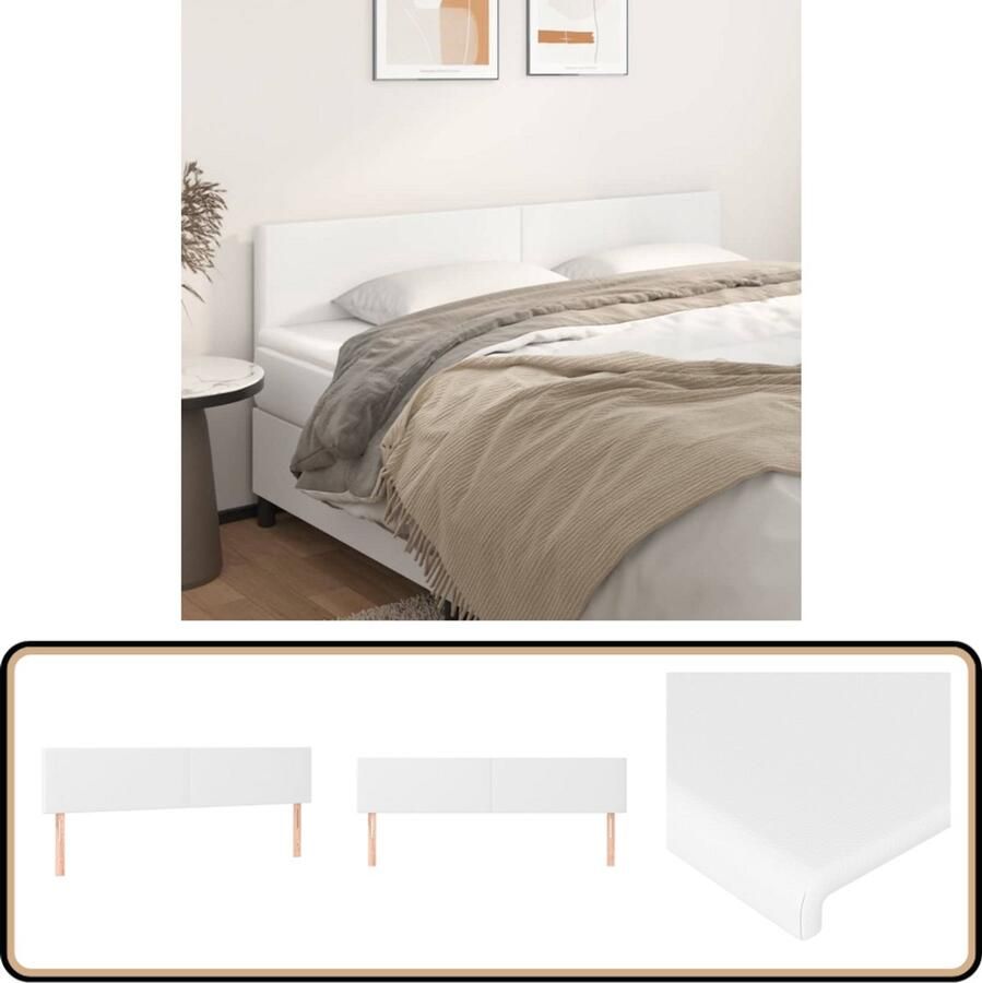 The Living Store Hoofdbord Wit Kunstleer 200 x 5 x 78 88 cm Inclusief 2 x Hoofdeind Hoofd Bord Beddecoratie Hoofdkussen Slaapkamers Meubilair