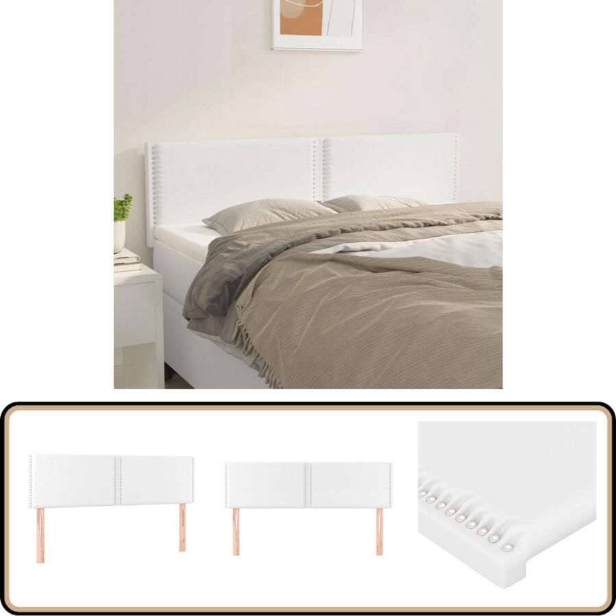 VidaXL Hoofdborden 2 stuks Kunstleer Wit Hoofd Bord Hoofdeinde Beddecoratie Kunstleder Wit