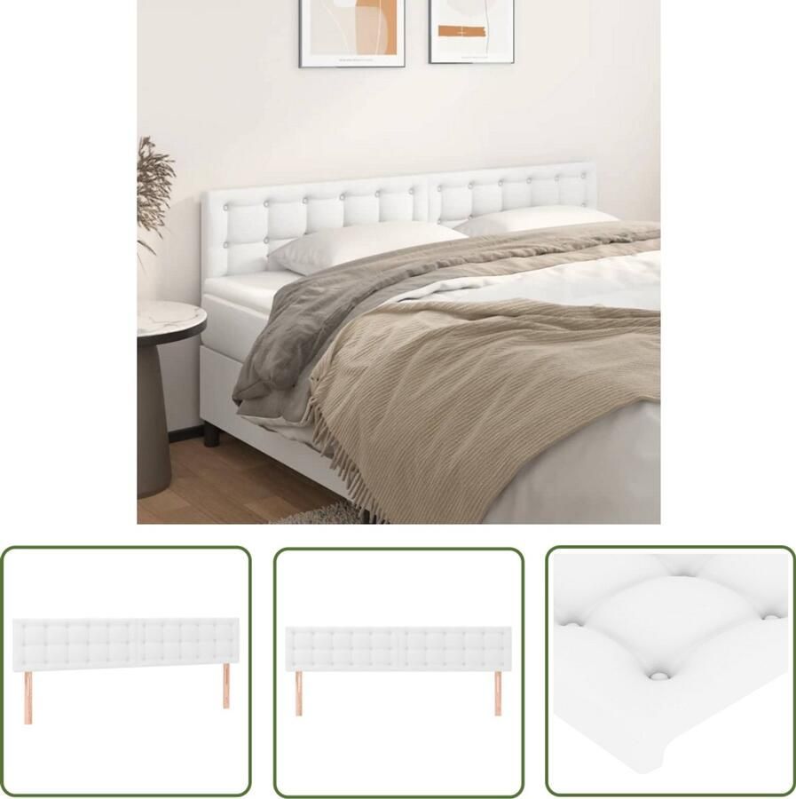 VidaXL Hoofdborden 2 stuks Kunstleer Wit Hoofd Bord Hoofdkussen Bedstede Slaap Accessoires Kamer Decoratie Art Deco Vintage Style