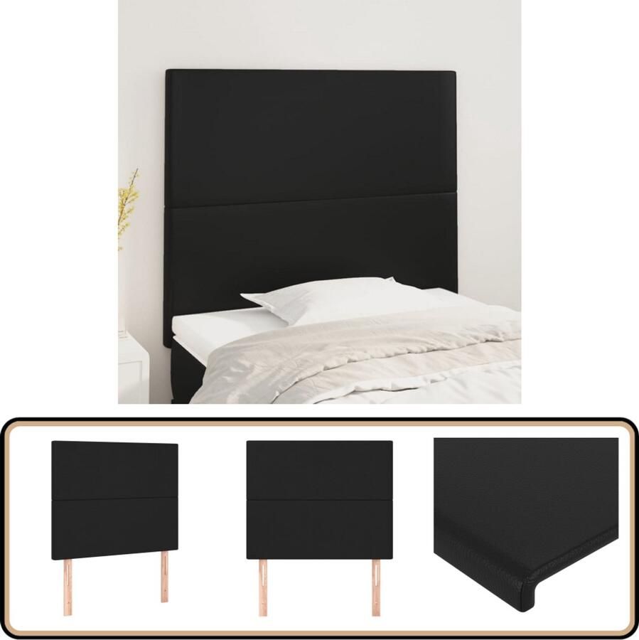 VidaXL Hoofdborden 2 stuks Kunstleer Zwart Hoofd Bord Hoofdeinde Bed Accessoires Kunstleder Zwarte Meubels