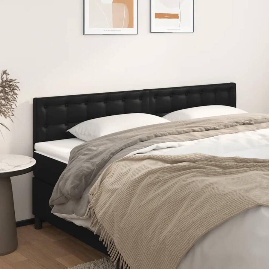 VidaXL Hoofdborden 2 stuks Kunstleer Zwart Hoofd Bord Hoofdkussen Beddecoratie Slaap Accessoires Zwarte Kamer Modern Interieur Comfortabel Bed Kunstleder - Foto 2