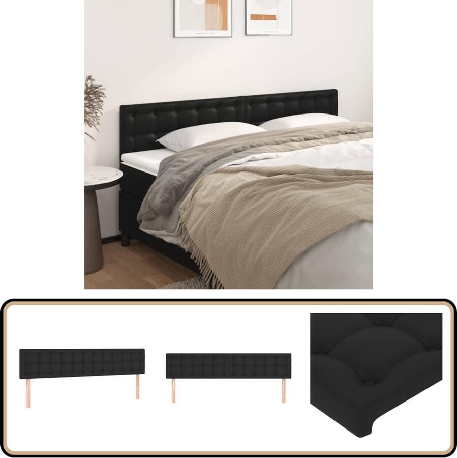 VidaXL Hoofdborden 2 stuks Kunstleer Zwart Hoofd Bord Hoofdkussen Beddecoratie Slaap Accessoires Zwarte Kamer Modern Interieur Comfortabel Bed Leeshoek