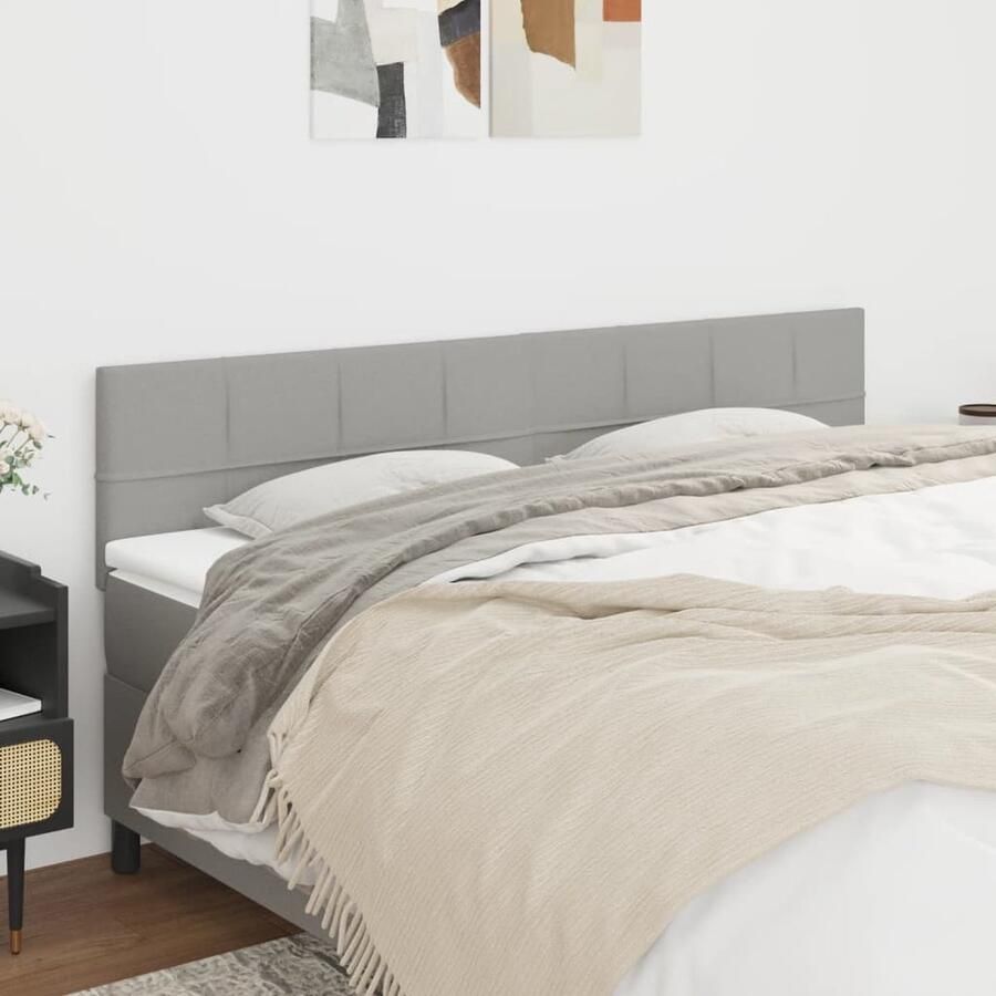 VidaXL Hoofdborden 2 stuks Lichtgrijs 100x78 cm Hoofd Bord Hoofdkussen Slaapcomfort Beddecoratie Bedroom Decor Grijs Stoffen Headboard Modern Bedhead - Foto 2