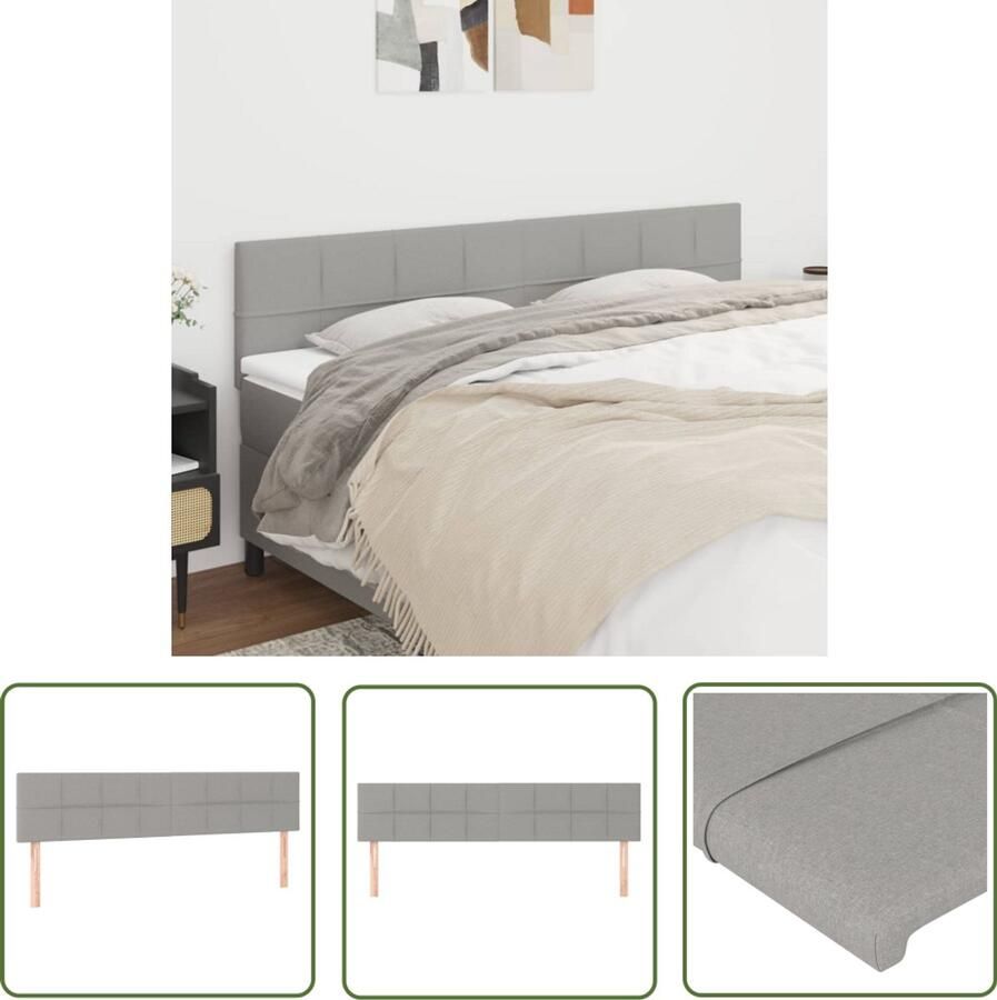 VidaXL Hoofdborden 2 stuks Lichtgrijs 80x5x88 cm Hoofd Bord Hoofdborden Beddecoratie Hoofdendaanvullingen Stoffen Hoofdborden Grijs Hoofdbord Comfortabele Hoofdbord