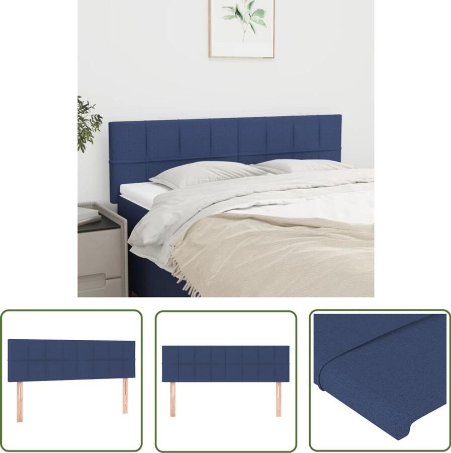 VidaXL Hoofdborden 2 stuks Stof Blauw 72x5x78 88 cm Hoofd Bord Hoofdborden Beddecoratie Slaapkamers Blauwe Kamer Stoffen Hoofdbord