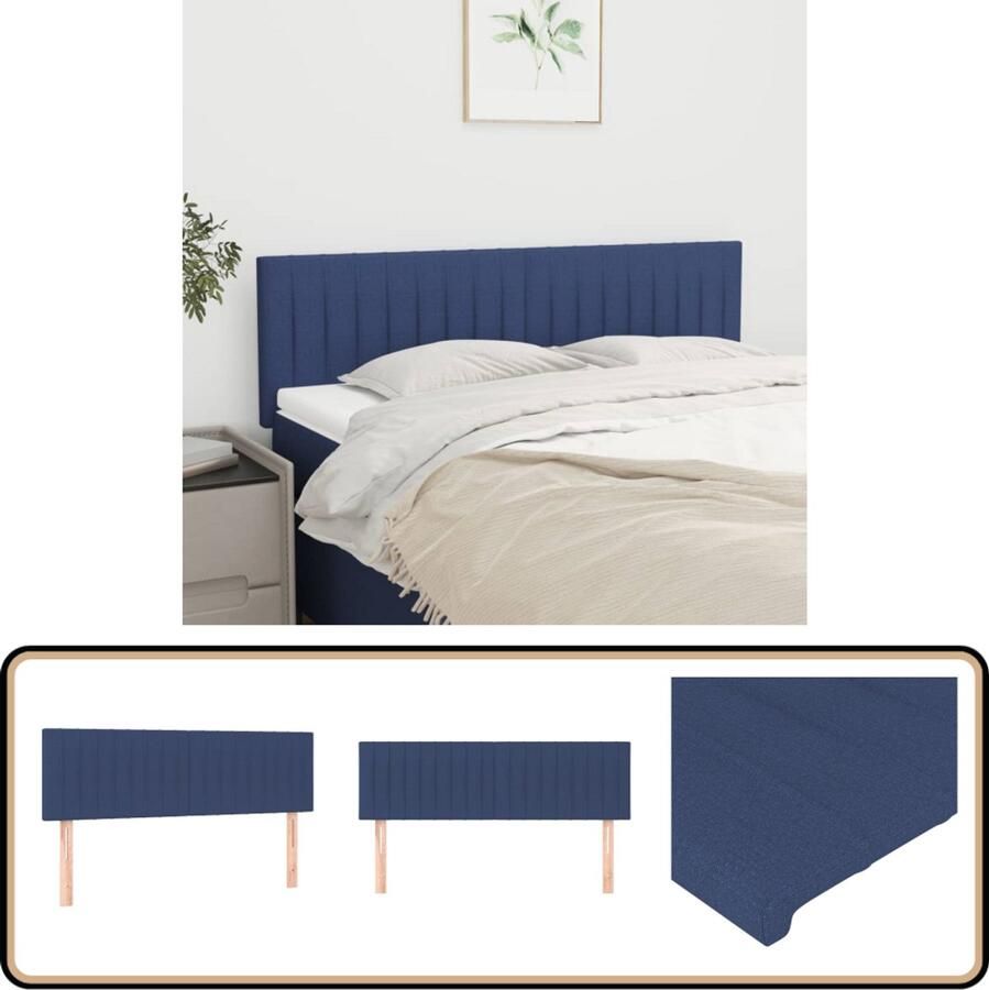 VidaXL Hoofdborden 2 stuks Stof Blauw 72x78 88 cm Hoofd Bord Bed Accessoires Hoofdeinde Slaapkamers Blauwe Kamerdecoratie