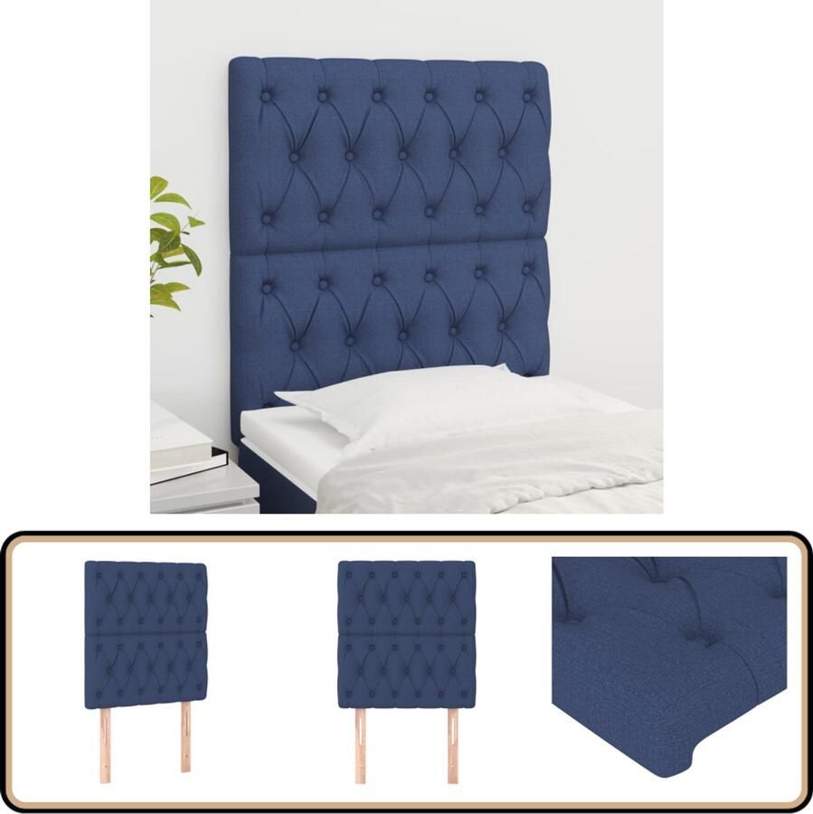 VidaXL Hoofdborden 2 stuks Stof Blauw Hoofd Bord Hoofdborden Beddecoratie Slaapkamers Blauwe Kamer Stoffen Hoofdbord