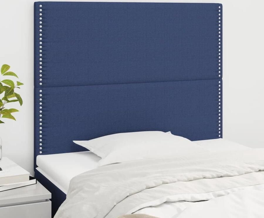 VidaXL Hoofdborden 2 stuks Stof Blauw Hoofd Bord Hoofdeinde Beddecoratie Klassiek Hoofdbord Stoffen Hoofdbord Blauwe Hoofdbord - Foto 2