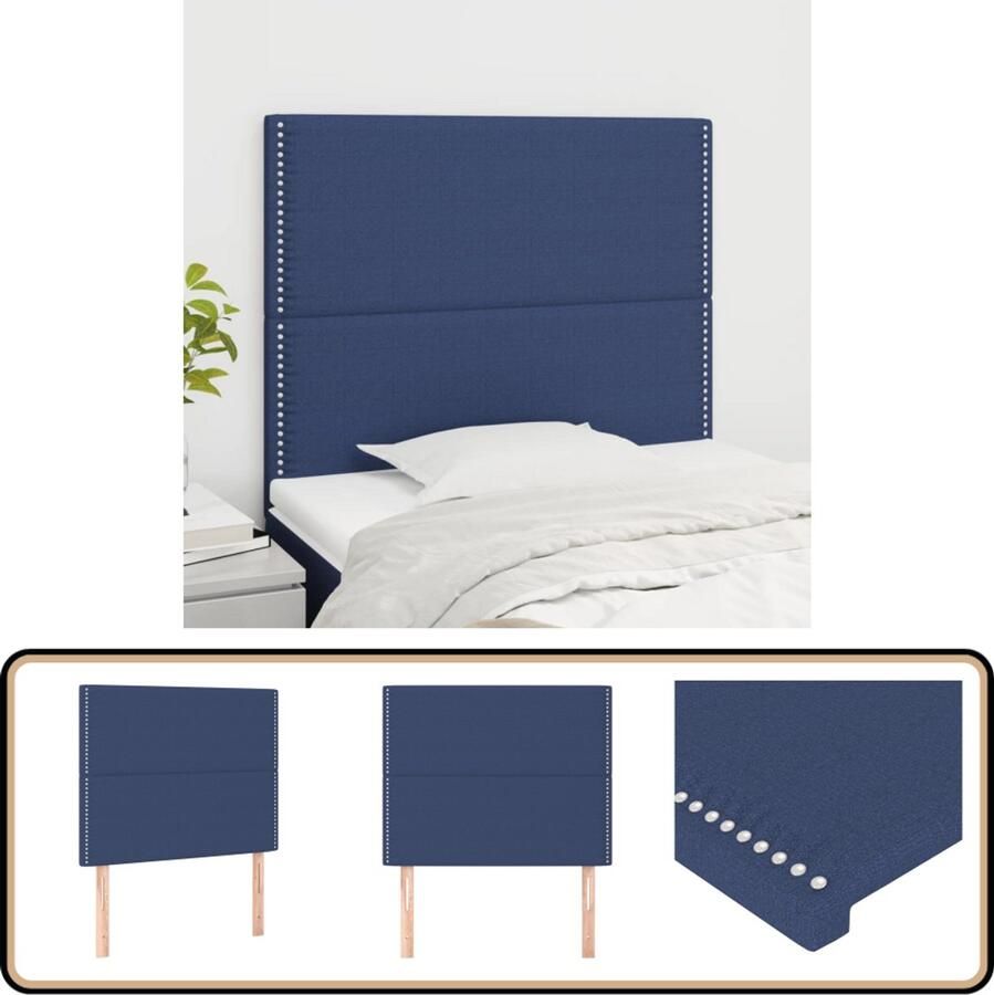 VidaXL Hoofdborden 2 stuks Stof Blauw Hoofd Bord Hoofdeinde Beddecoratie Klassiek Hoofdbord Stoffen Hoofdbord Blauwe Hoofdbord
