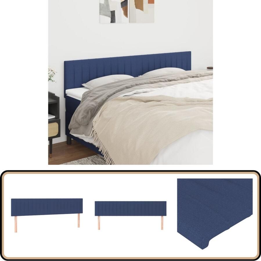 VidaXL Hoofdborden 2 stuks Stof Blauw Hoofd Bord Hoofdkussen Bed Accessoires Slaap Kamer Blauwe Meubels