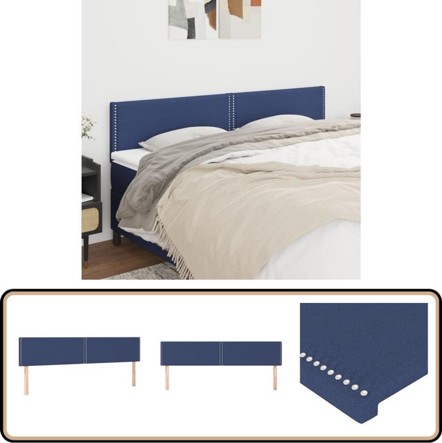 VidaXL Hoofdborden 2 stuks Stof Blauw Klassieke Hoofdbord Hoofd Bord Stoffen Hoofdbord Blauwe Hoofdbord Adjustable Headboard Leeshoek Tv Hoek Comfortabele Hoofdbord