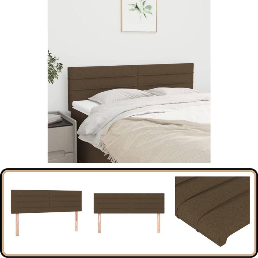 VidaXL Hoofdborden 2 stuks Stof Donkerbruin Hoofd Bord Hoofdeinde Beddengoed Bedroom Decor Slaap Accessoires