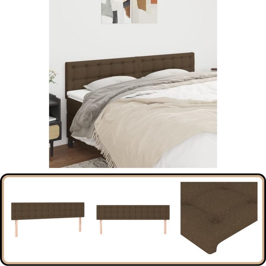 VidaXL Hoofdborden 2 stuks Stof Donkerbruin Hoofd Bord Hoofdkussen Bed Accessoires Bedroom Decor Slaap Kamer Meubels Bruine Hoofdborden