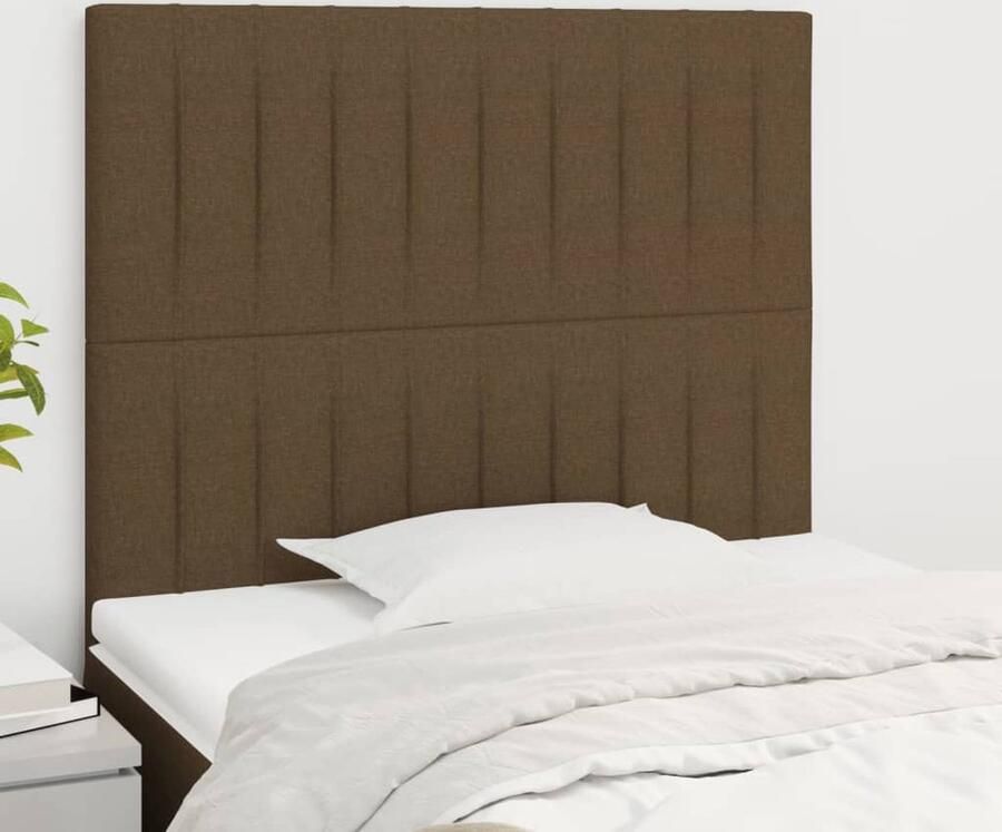 VidaXL Hoofdborden 2 stuks Stof Donkerbruin Hoofd Bord Hoofdkussen Bedkleden Slaap Accessoires Kamer Decoratie Bruine Meubels - Foto 2