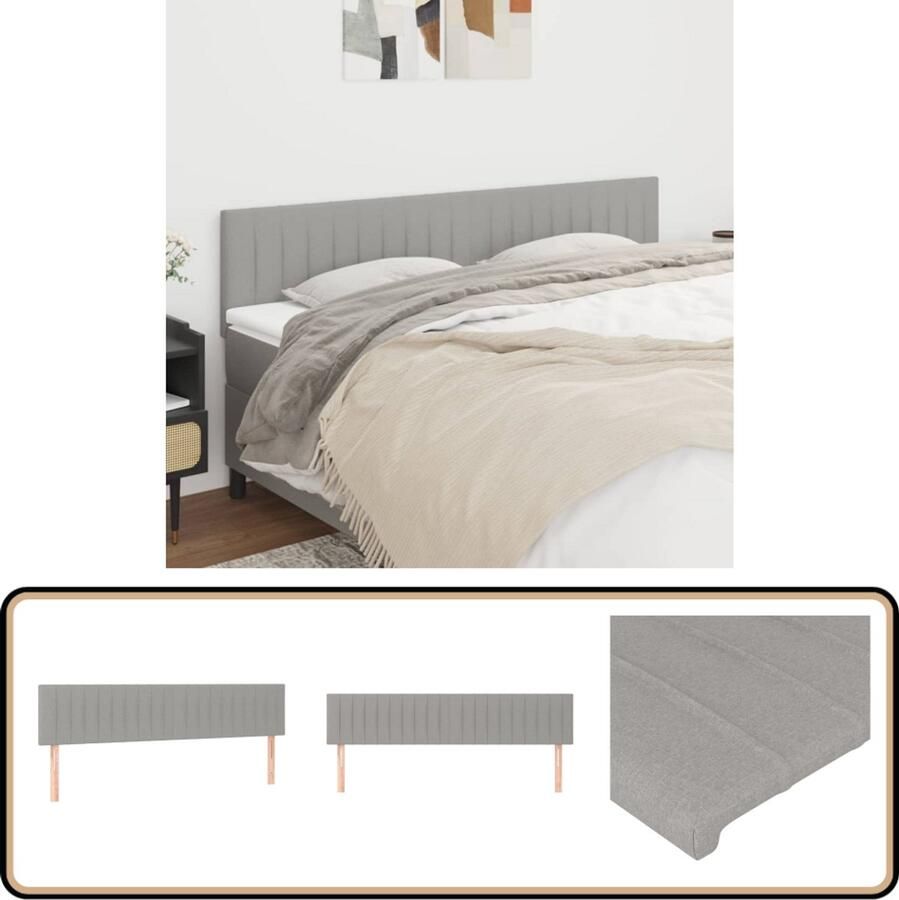 VidaXL Hoofdborden 2 stuks Stof Lichtgrijs Hoofd Bord Bed Accessoires Hoofdeinde Slaapkamers Grijs