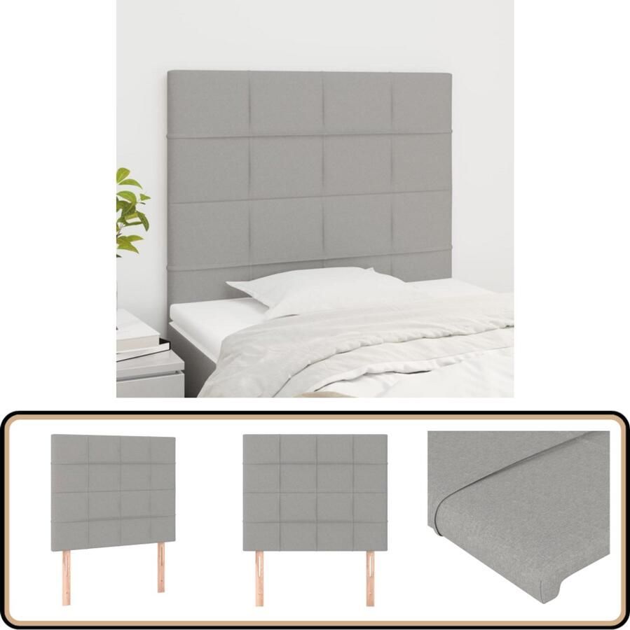 VidaXL Hoofdborden 2 stuks Stof Lichtgrijs Hoofd Bord Hoofdborden Hoofddekking Beddecoratie Slaap Accessoires Stoffen Hoofdbord Grijs Hoofdbord Luxe Hoofdbord Ergonomisch Hoofdbord