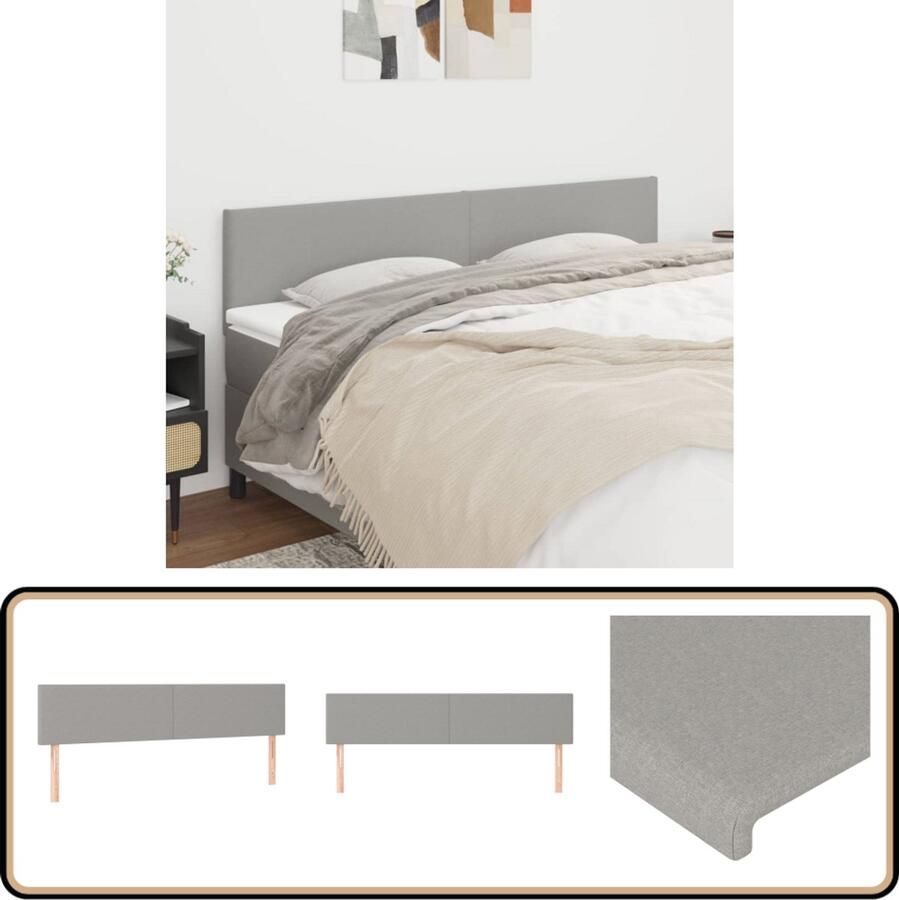 VidaXL Hoofdborden 2 stuks Stof Lichtgrijs Hoofd Bord Hoofdeinde Bed Accessoires Slaap Kamer Decoratie Stoffen Hoofdbord Grijs Hoofdbord