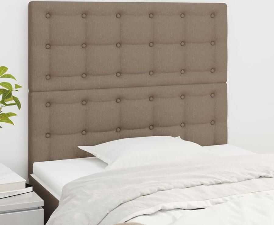 VidaXL Hoofdborden 2 stuks Stof Taupe Hoofd Bord Hoofdeinde Bedkleden Slaap Accessoires Stoffen Hoofdborden Taupes Meubels - Foto 2