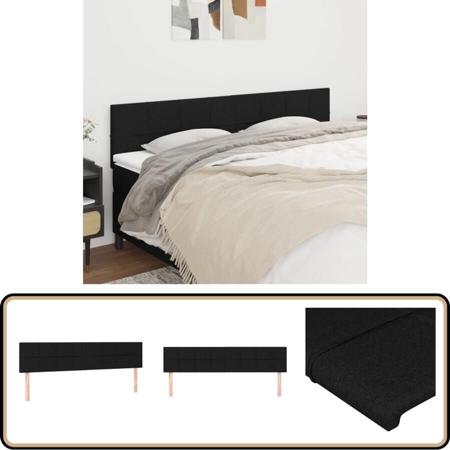 VidaXL Hoofdborden 2 stuks Stof Zwart Hoofd Bord Hoofdborden Bed Accessoires Slaapkamers Zwarte Meubels Stoffen Hoofdborden