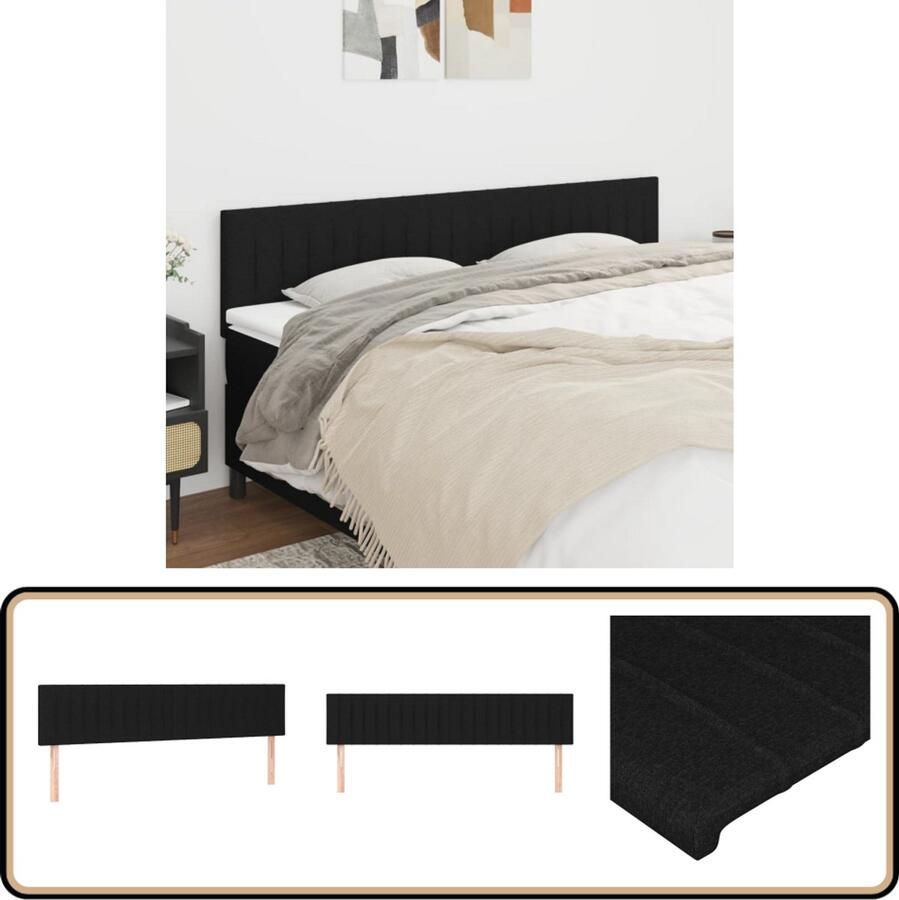VidaXL Hoofdborden 2 stuks Stof Zwart Hoofd Bord Hoofdborden Beddecoratie Slaapkamers Zwarte Meubels Stoffen Hoofdborden