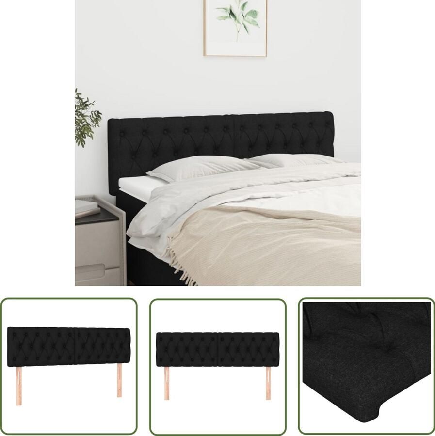 VidaXL Hoofdborden 2 stuks Stof Zwart Klassieke Hoofdbord Kopen Beddecoratie Zwarte Hoofdbord Stoffen Hoofdbord Tweepersoonsbed - Foto 2