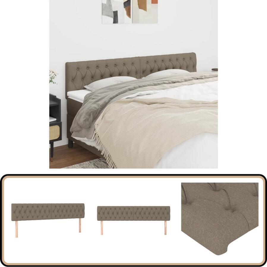 VidaXL Hoofdborden 2 stuks Taupe 100x7x78 88 cm Hoofd Bord Hoofdborden Tufted Headboard Tapijt Beige Stoffen Hoofdbord