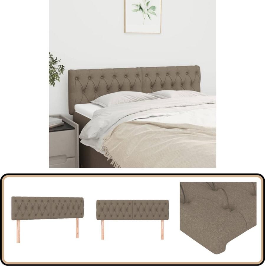 VidaXL Hoofdborden 2 stuks Taupe 80x7x78 88 cm Hoofd Bord Hoofdkussen Bedkleden Slaap Accessoires Taupecloor Stoffen Hoofdbord Comfortabel Hoofdboard