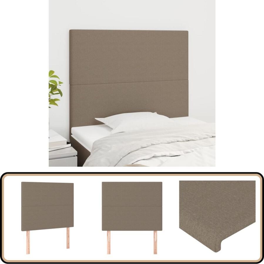 VidaXL Hoofdborden 2 stuks Taupe 90x5x78 88 cm Hoofd Bord Hoofdeinde Beddecoratie Slaapkamers Stoffen Hoofdbord