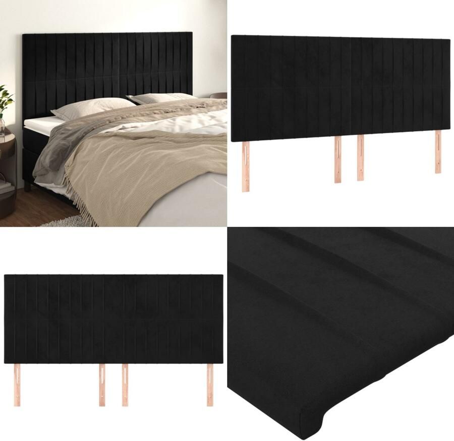 The Living Store Hoofdbord Zacht fluweel Hoofdbord 200 x 5 x 118 128 cm Zwart Hoofd Bord Hoofdkussen Velvet Zwarte Hoofdbord Tweepersoonsbed