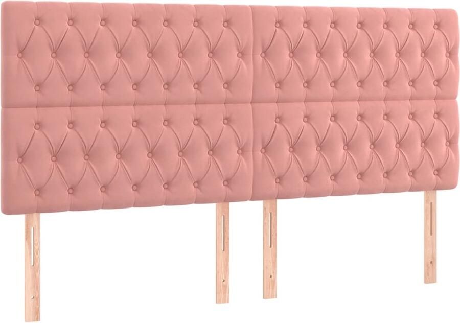 VidaXL Hoofdborden 4 st 100x7x78 88 cm fluweel roze - Foto 3