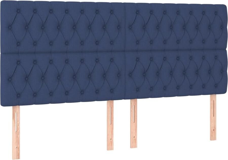 VidaXL Hoofdborden 4 st 100x7x78 88 cm stof blauw - Foto 2