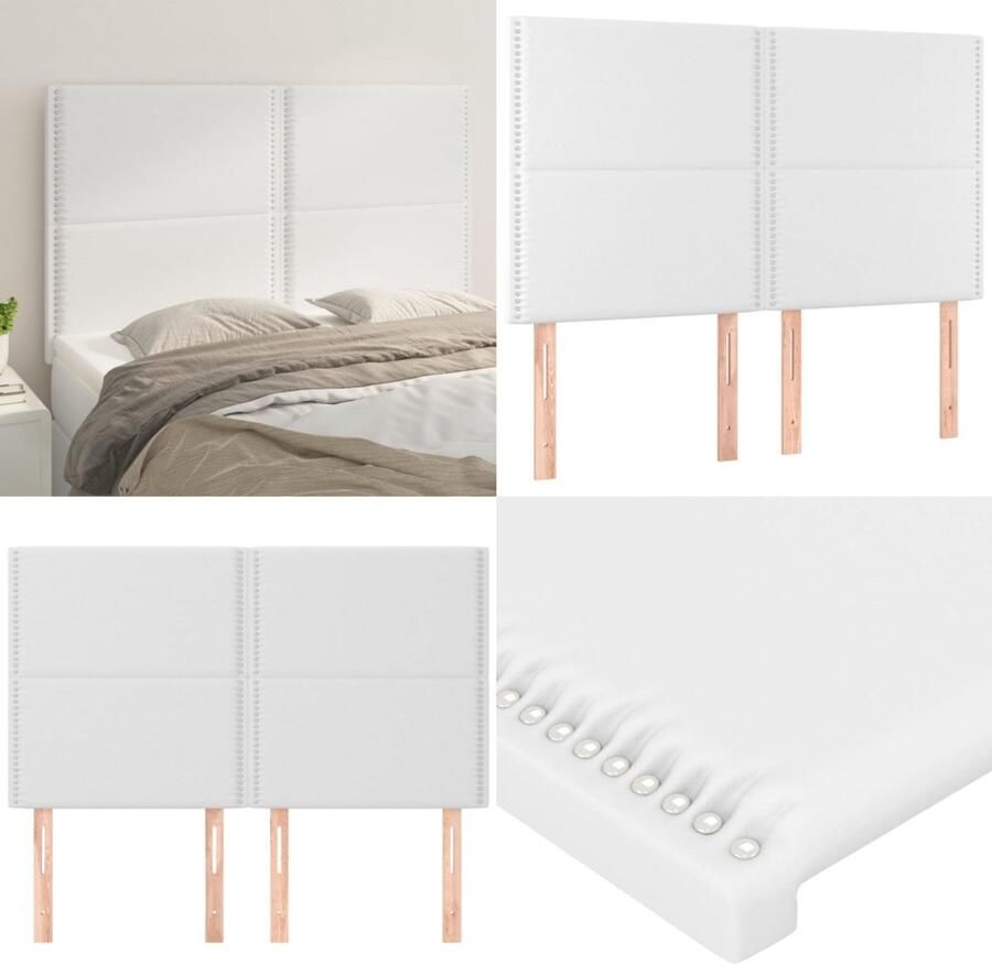 VidaXL Hoofdborden 4 st 72x5x78 88 cm kunstleer wit Hoofdbord Hoofdborden Hoofdeinde Houten Hoofdbord