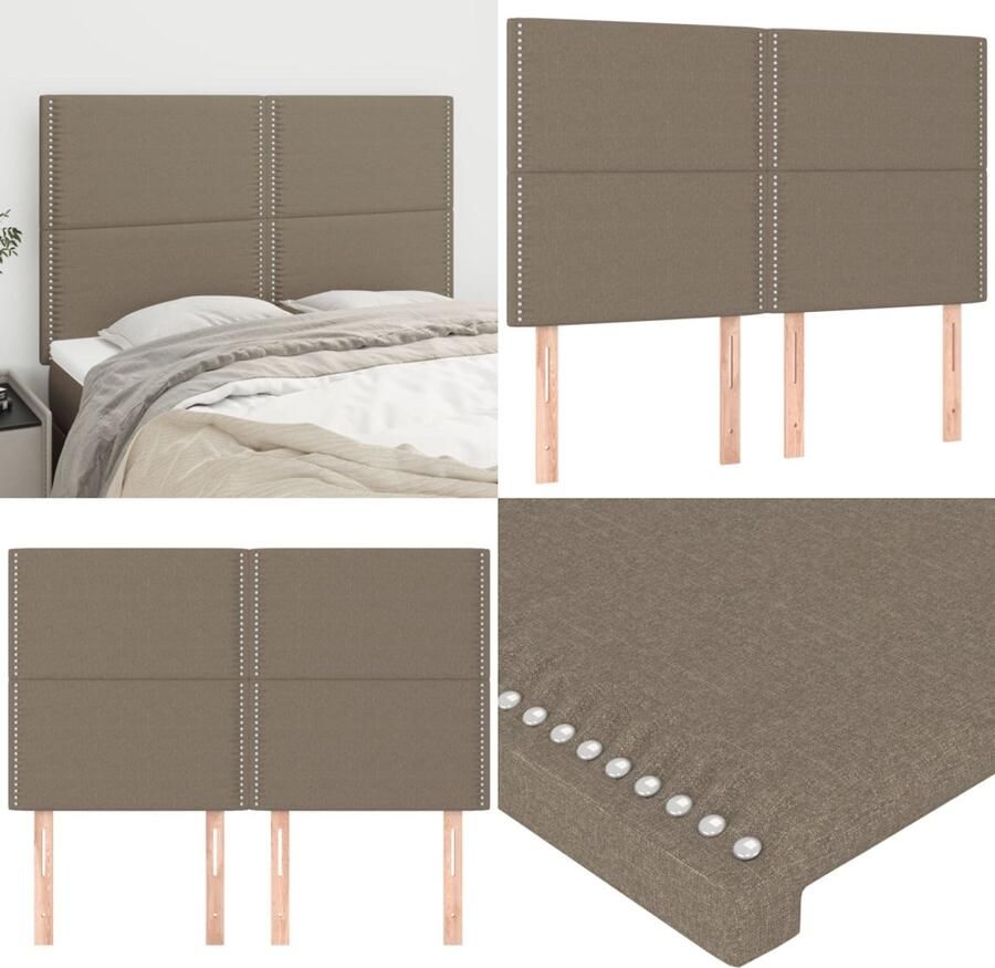 VidaXL Hoofdborden 4 st 72x5x78 88 cm stof taupe Hoofdbord Hoofdborden Hoofdeinde Houten Hoofdbord