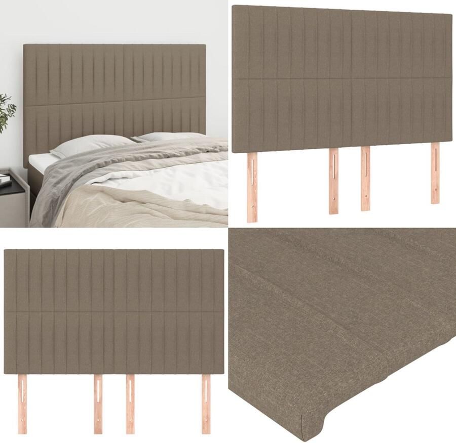 VidaXL Hoofdborden 4 st 72x5x78 88 cm stof taupe Hoofdbord Hoofdborden Hoofdeinde Houten Hoofdbord