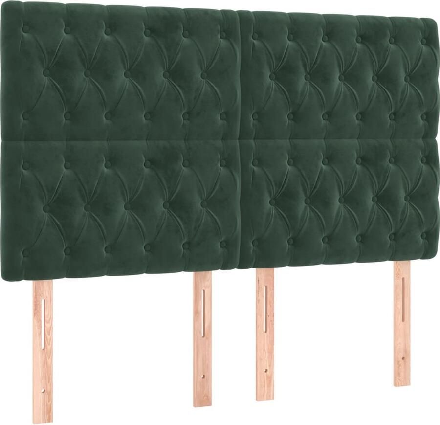 VidaXL Hoofdborden 4 st 72x7x78 88 cm fluweel donkergroen - Foto 3