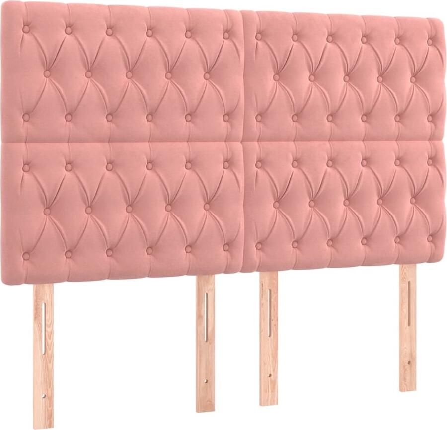 VidaXL Hoofdborden 4 st 72x7x78 88 cm fluweel roze - Foto 2