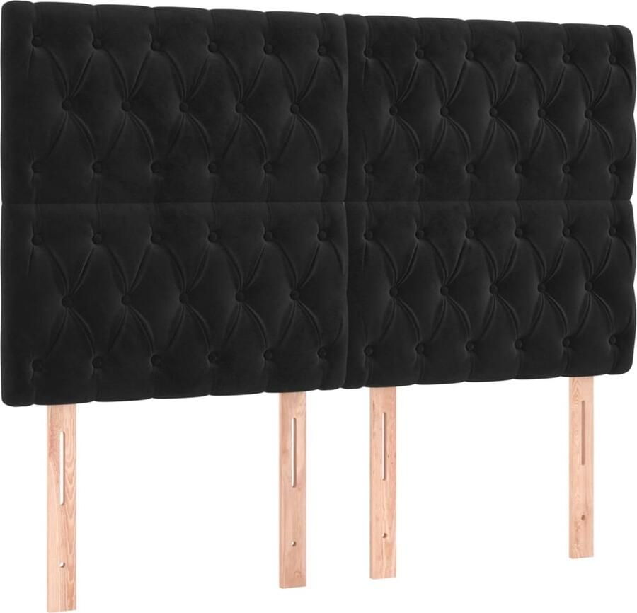 VidaXL Hoofdborden 4 st 72x7x78 88 cm fluweel zwart