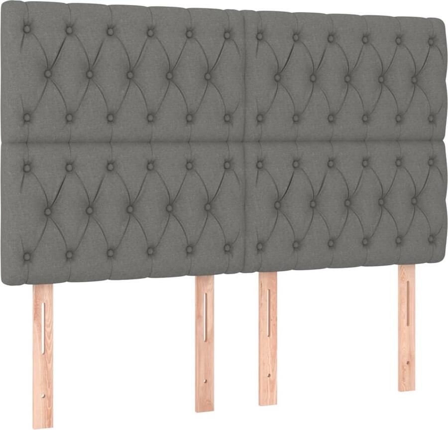 VidaXL Hoofdborden 4 st 72x7x78 88 cm stof donkergrijs