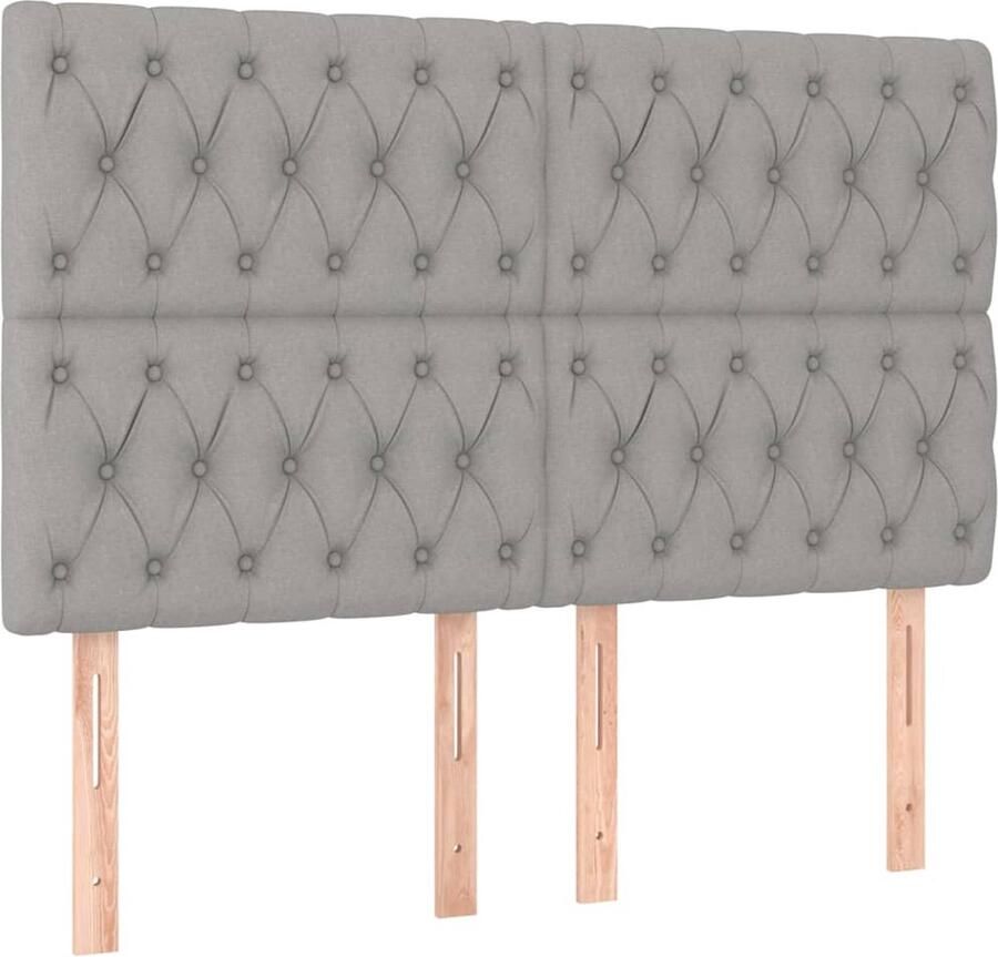 VidaXL Hoofdborden 4 st 72x7x78 88 cm stof lichtgrijs - Foto 1