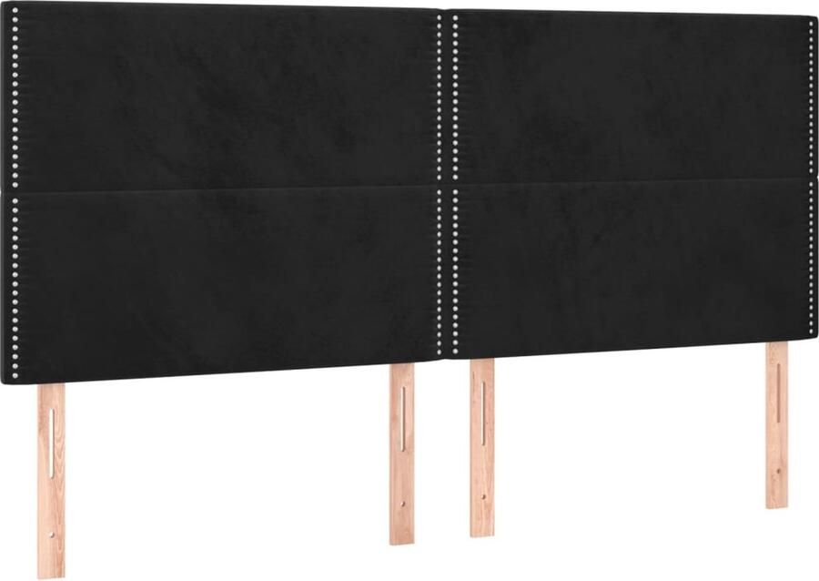 VidaXL Hoofdborden 4 stuks Fluweel Zwart 100x5x78 88cm Hoofd Bord Hoofdeinde Klassiek Hoofdbord Velvet Hoofdbord Zwarte Hoofdbord Tweepersoons Hoofdbord - Foto 2